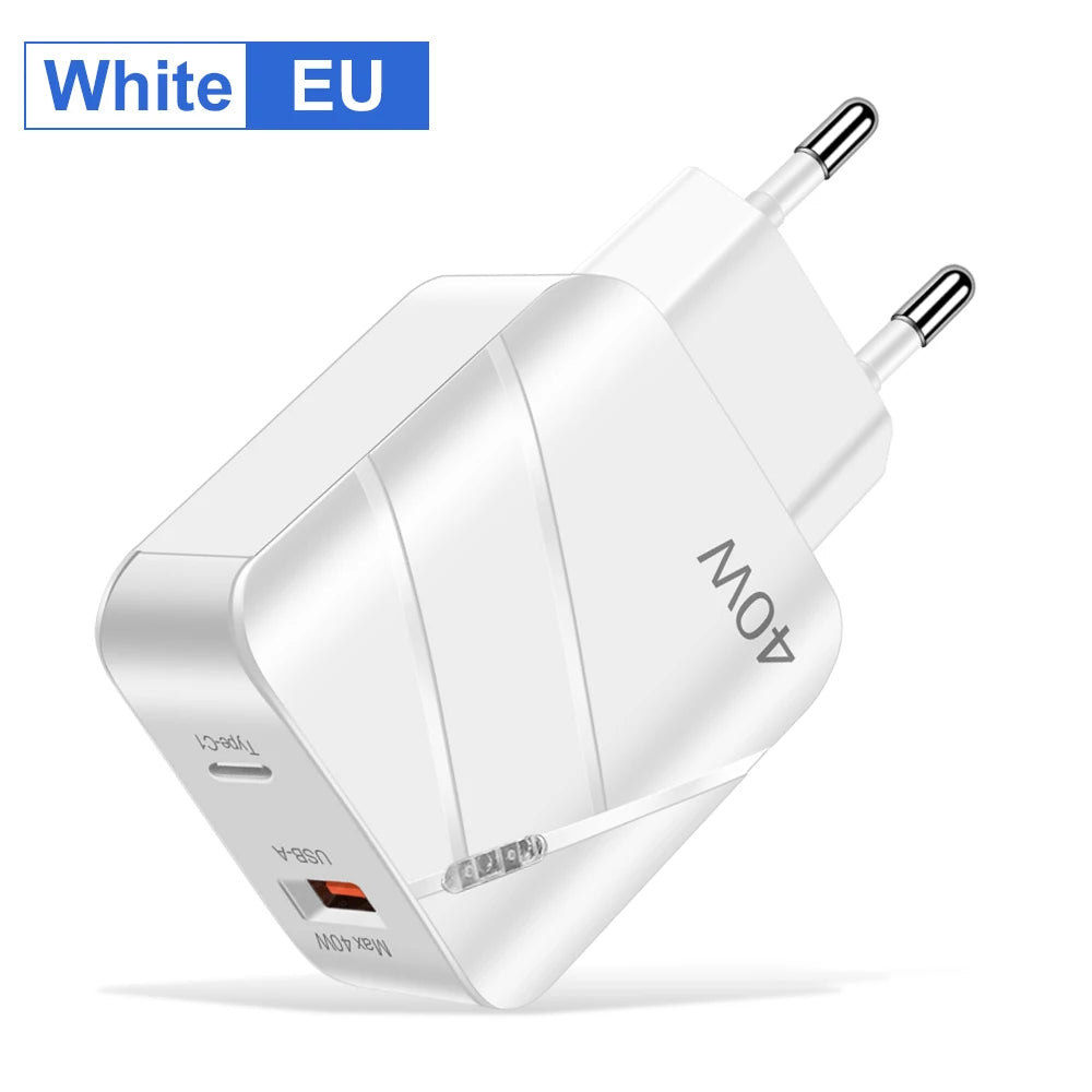 Total 40W PD USB C Charger Quick Charge QC 3.0 Wall Charger Adapter for Iphone 14 13 Samsung Xiaomi USB Charger Fast Charging